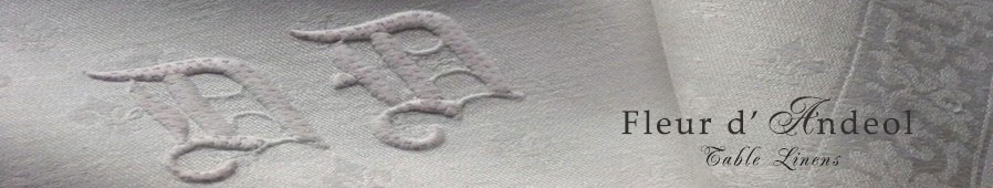 Antique French damask table linens