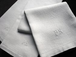 French torchon kitchen towels monogram GS